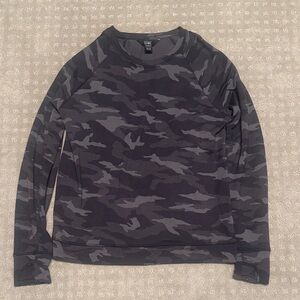 Athleta Gray Camo Crewneck Sweatshirt